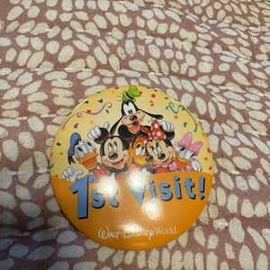 Disney 1st Visit Celebration Button - Orange and Blue